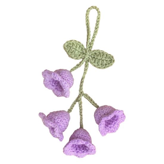 Брелок Подвеска Дизайн Цветка Тюльпана Ручная Вязка Пряжа Крючком Брелок Для Ключей Регулируемый Подвеска На Зеркало Заднего Вида Украшение для Автомобиля