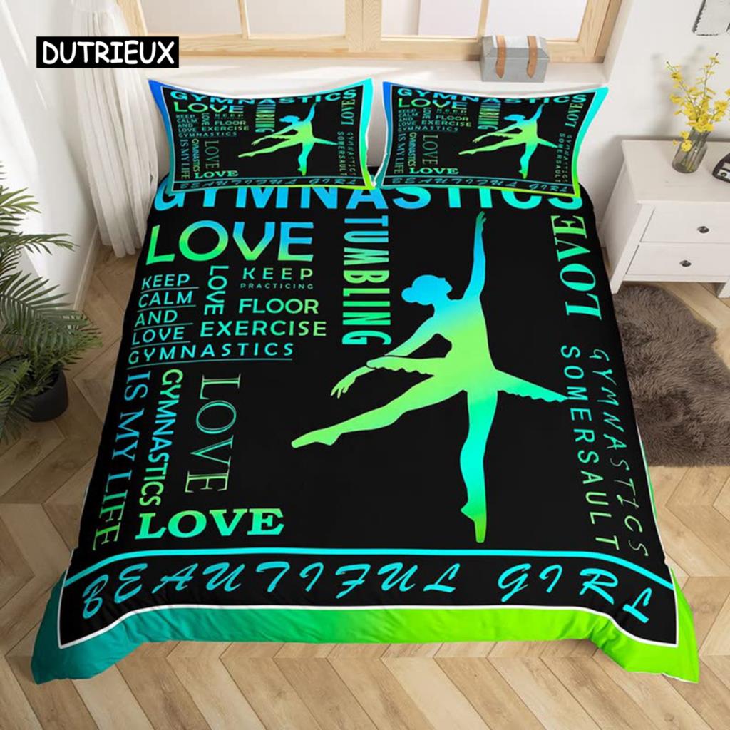 Пододеяльник для балета, комплект постельного белья Love Gymnastics, полиэстер, танцор, музыкальный плед, чехол для вечеринки Popstar, вольные упражнения, декор