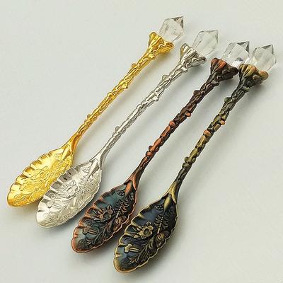 1 шт. Кристальная ложка из сплава с древним цветком, маленькая ложка для кофе/торта, суповая ложка, ложка для перемешивания кофе