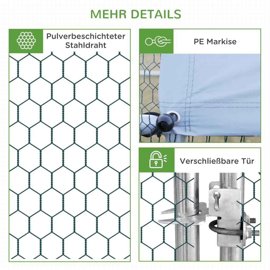 Chicken Coop, Free-Range Enclosure, Poultry House with Shade Roof, Free-Range Pen for 4-6 Chickens, Ducks, Rabbits, 3 x 2 x 2 m