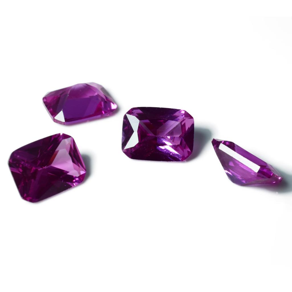 Natural Pink Ruby Loose Gemstone Emerald Cut 100 pcs for Jewelry Making and Gem Collections