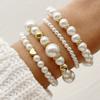 4 шт. Браслет из жемчужных бусин для женщин Летний пляжный браслет-цепочка с нанизанными нерегулярными бусинами Модная бижутерия для девушек Аксессуары для рук