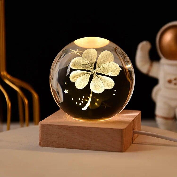 Декоративная лампа на День святого Валентина, 3D хрустальный шар, светящийся светодиодный ночник, декор для спальни, ночник с галактикой и луной, подарок для пары детей