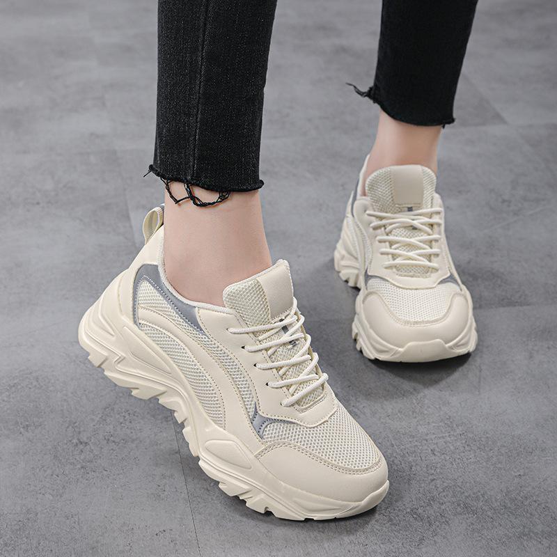 Женская обувь Весна и Осень Платформа Папины Туфли Женская обувь Повседневная спортивная обувь Полые Кроссовки