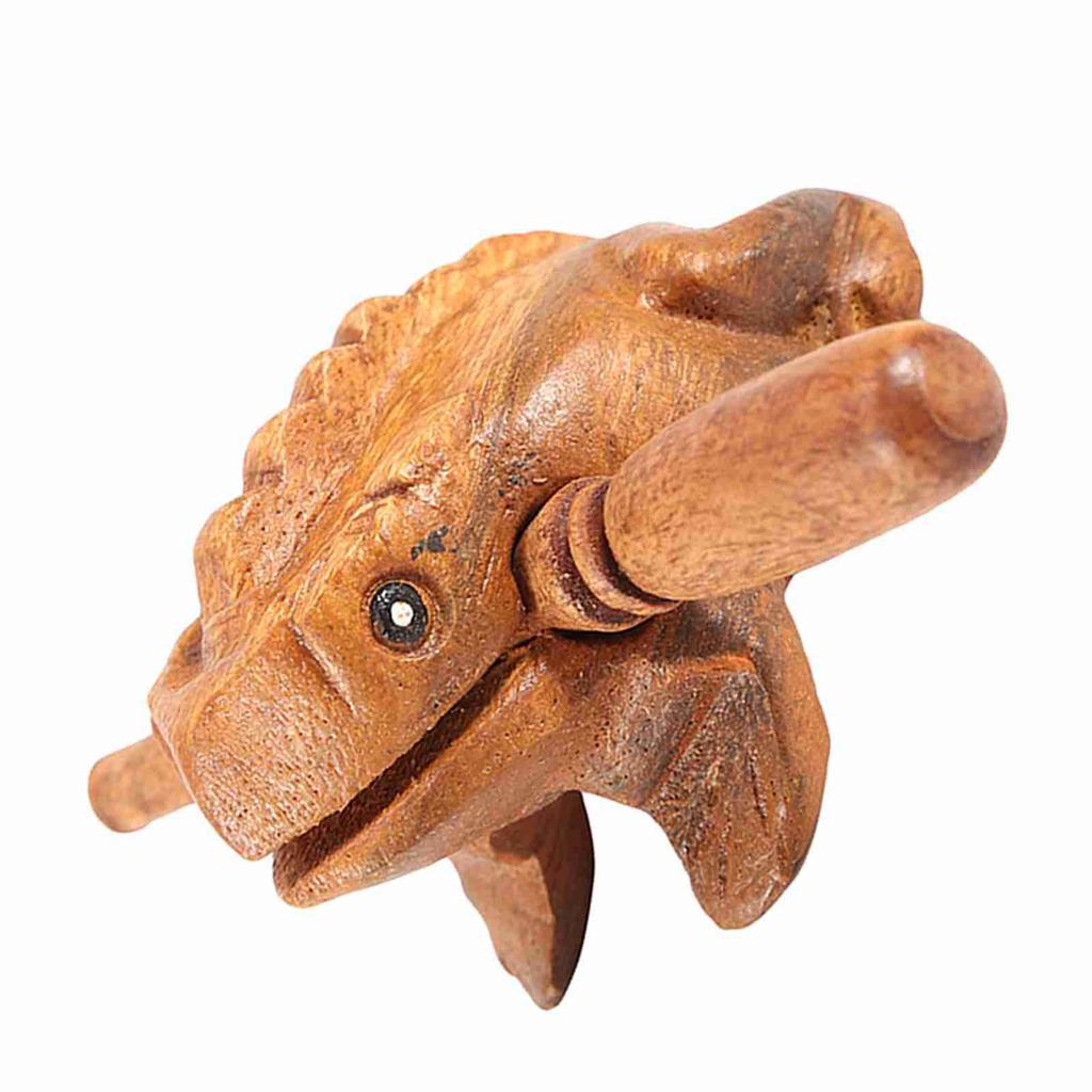Thailand Traditional Craft Wooden Lucky Frog Croaking Musical Instrument Home Office Decor