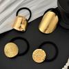 Vintage Metal Geometry Hair Bands Rope for Women  New Trendy Gold Color Elastic Ponytail Holder Headwear Hair Accessories