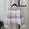Молочный мягкий ворсистый имитация норки бархат вязаный кардиган женский осенне-зимний новый свободный радужный полосатый свитер куртка