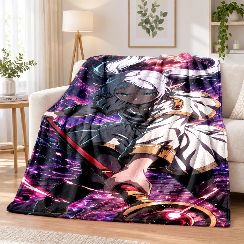 Frieren Beyond Journey's End Flannel Throw Blanket Soft Warm Cozy For Sofa Bed Indoor Home Bedroom Use