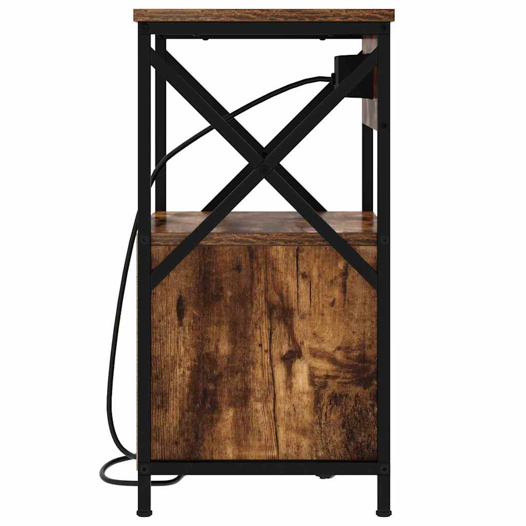 Nightstand Smoked Oak 40 x 31 x 60 cm Engineered Wood
