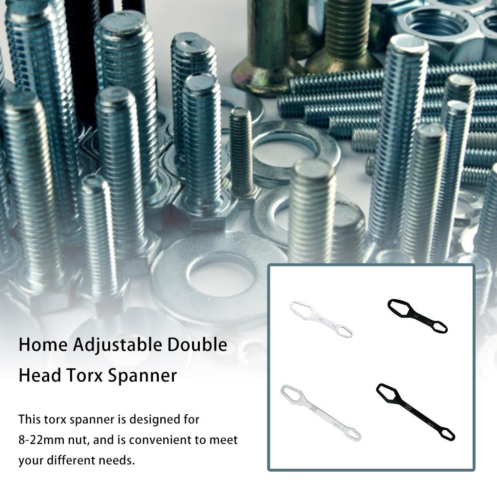 Household Double Head Torx Wrench for 8-22mm Multifunctional Bolts Screws Self-tightening Spanner Car Motorcycle Machine