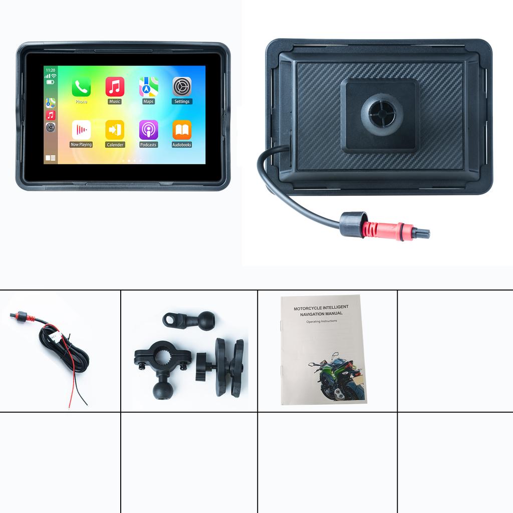 MT 002 5-дюймовый портативный видеорегистратор для мотоцикла, беспроводной Apple Carplay, Android, автонавигация, GPS-экран, водонепроницаемый дисплей IPX7, двойной BT