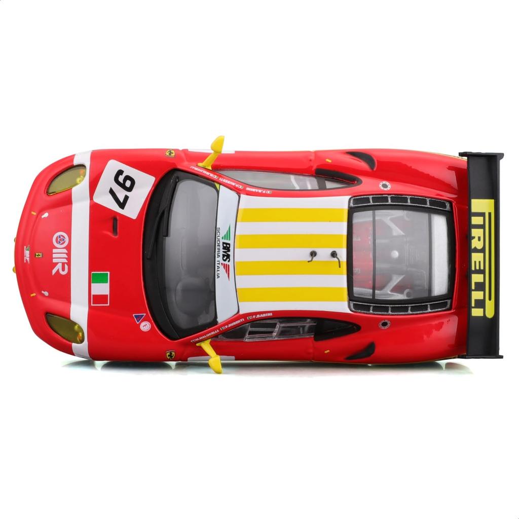 Bburago Scale Ferrari F430 GTC 2008 Race Sports Car Diecast Model Car Finished Product 1/43 #97 Red/Yellow / 18-36303