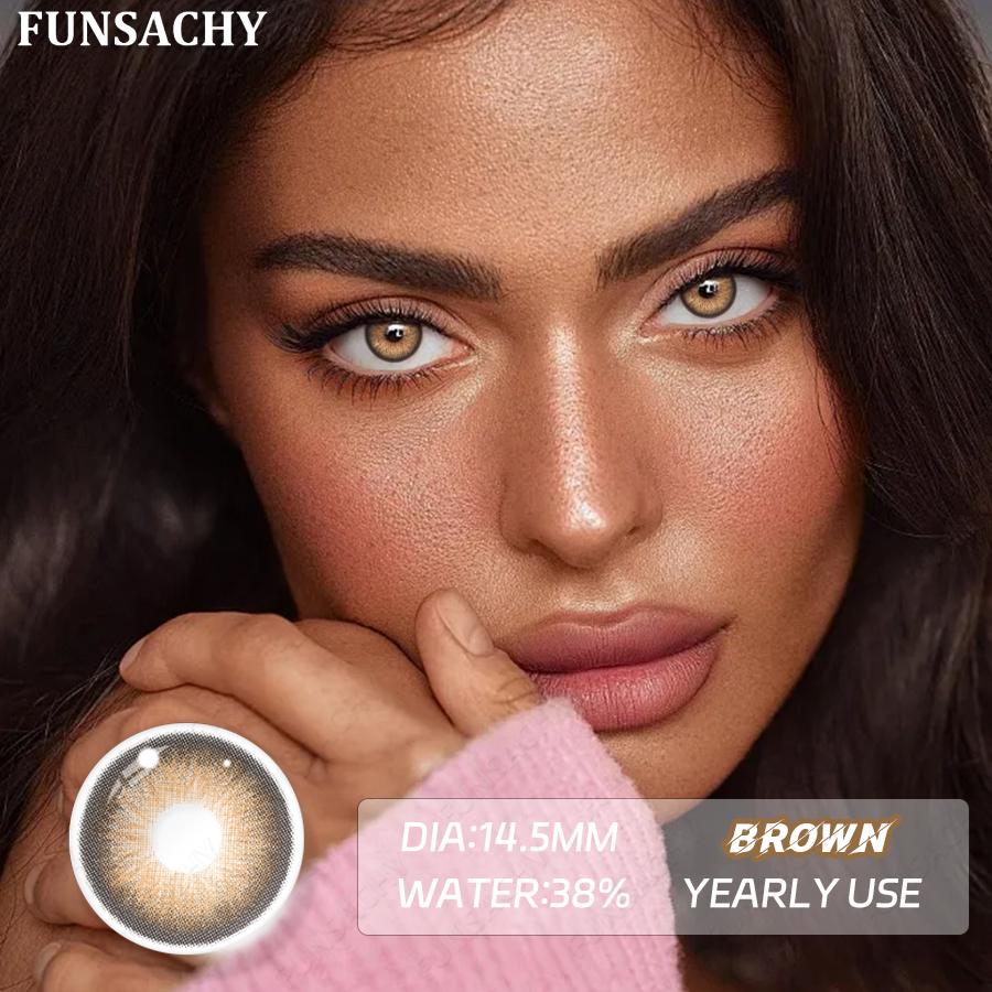 FUNSACHY Цветные контактные линзы Годовые Голубые линзы для макияжа глаз Красота Коричневые цветные линзы Модные Серые линзы для зрачков 2 шт.