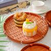 3Pcs/Set Bamboo Round Storage Tray Fruit Handwoven Vegetable Container Cake Plate Basket Kitchen