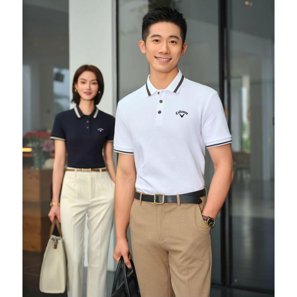 Callaway 2025 Летняя вышивка Гольф Бизнес Отдых Спорт Высококачественная хлопковая жаккардовая рубашка поло