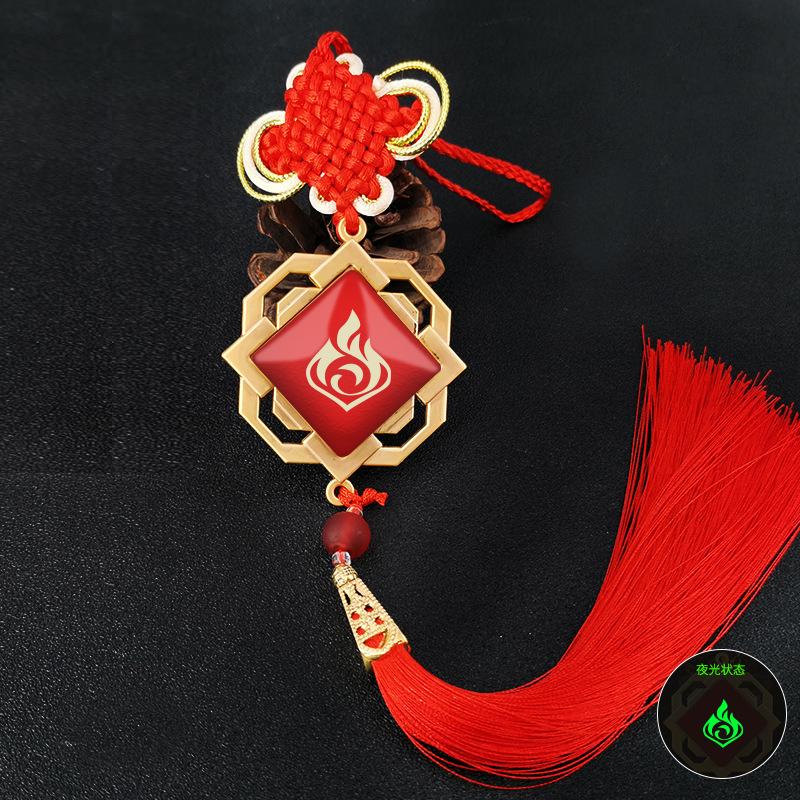 Genshin Impact брелки с кисточками, ювелирные изделия, брелок для косплея, 7 элементов, оружие, светящийся глаз Бога, брелок для ключей, подарок
