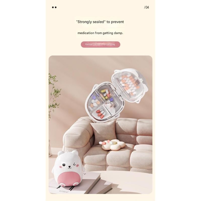Cartoon Bear Mini Pills Case Portable Designs Easy To Carry In Pocket Or Bag For Travel Or Daily Use