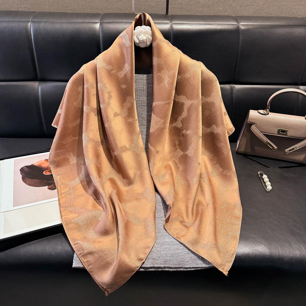 Elegant Cotton And Linen 90 Square Scarves For Women, Middle East, Central Asia Head Scarves, Versatile Finale Silk Scarves, Fashionable And Versatile