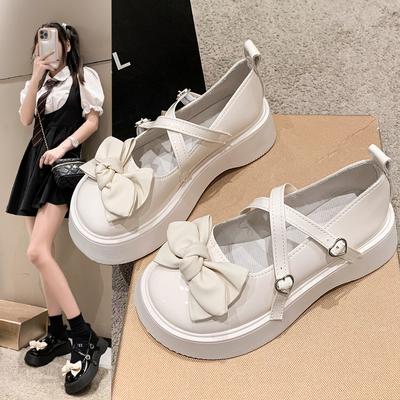 Модные туфли для девочек на толстой подошве, черные, на высоком каблуке, модные туфли Мэри Джейн с круглым носком, женские туфли из лакированной кожи, из искусственной кожи, для студентов