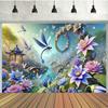2D plane, colorful dragonfly background fabric, party banner birthday supplies, party decorations, polyester fiber