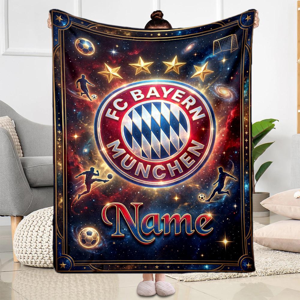 Bayern Munich Galaxy Artwork Customize Text Blanket Lightweight Customizable Blanket Ultra-Soft for Living Room Seaside Picnics Bed