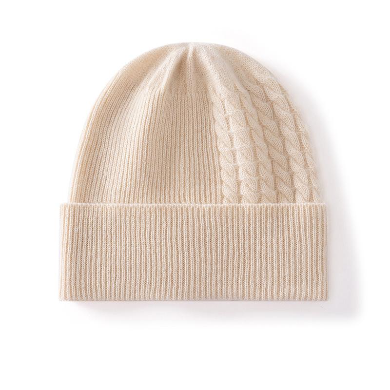 % Pure cashmere fashion men's and women's hats new hats knitted autumn and winter outdoor waxy soft casual ear hats