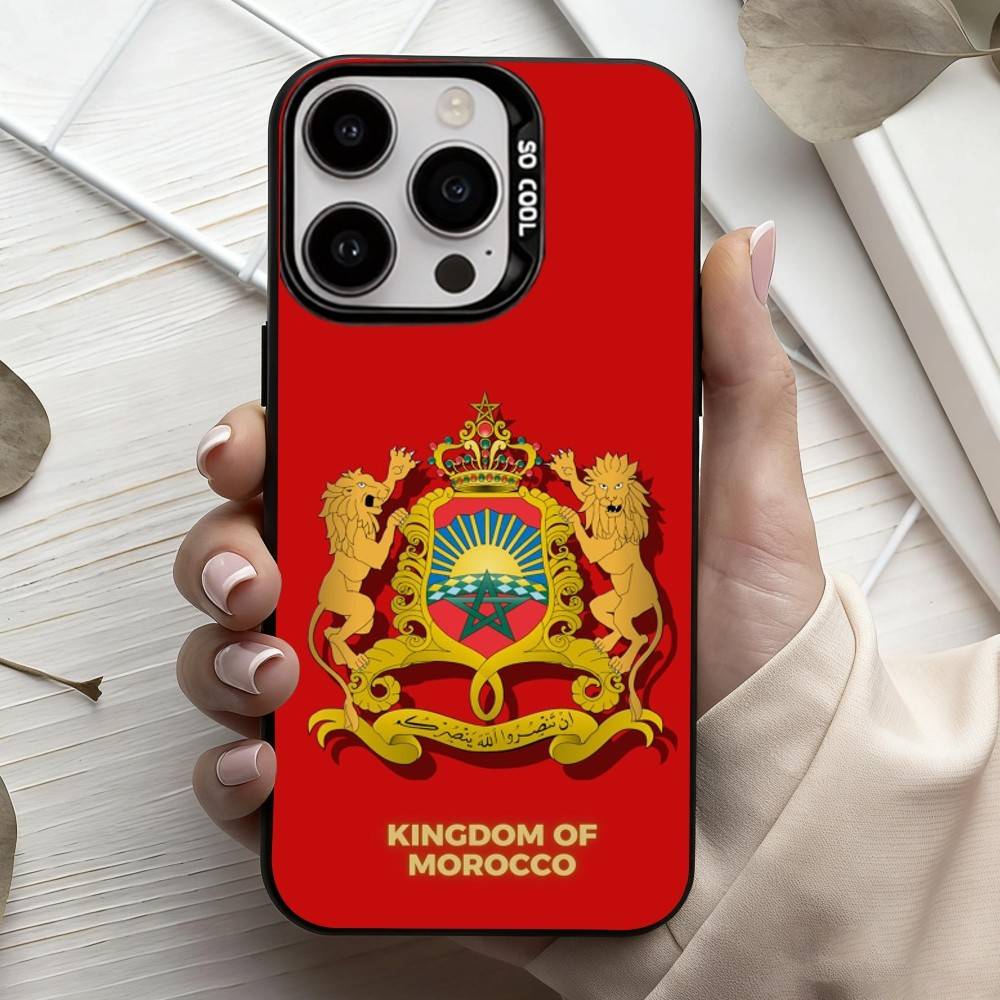 Чехол для телефона с флагом Марокко M-Morocco Для iPhone17,16,15,14,13,12,11 Plus,Pro Max Конфетный Серебряный Покрытие Внутри