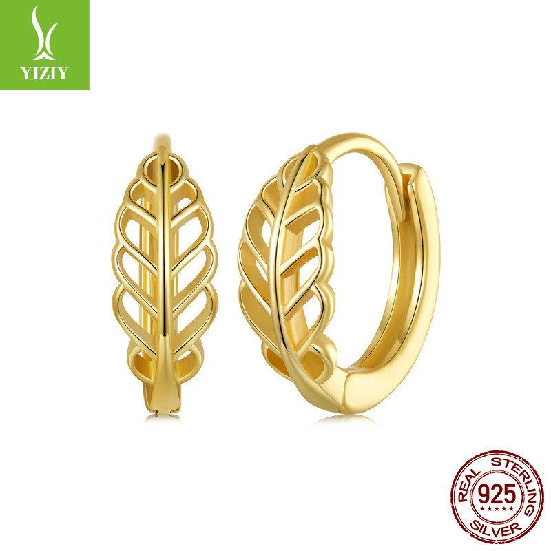 Осенние серьги-гвоздики с полыми листьями для женщин, простые, нишевые, высококачественные, из стерлингового серебра S925