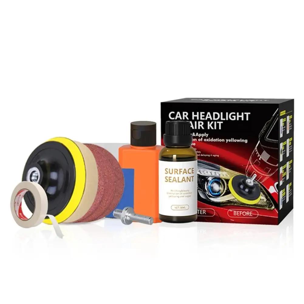 Car Headlight Restoration Kit Headlight Polishing Restoration Tool Anti-Scratch Cleaning Care Detailing Automotive Headlamp Y2H8