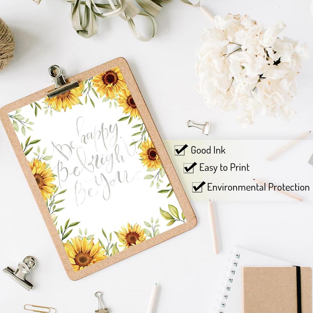 AnyDesign 48 Sheet Sunflower Border Stationery Writing Paper Watercolor Sunflower Letterhead Paper Floral Border Greeting Paper for Wedding Party