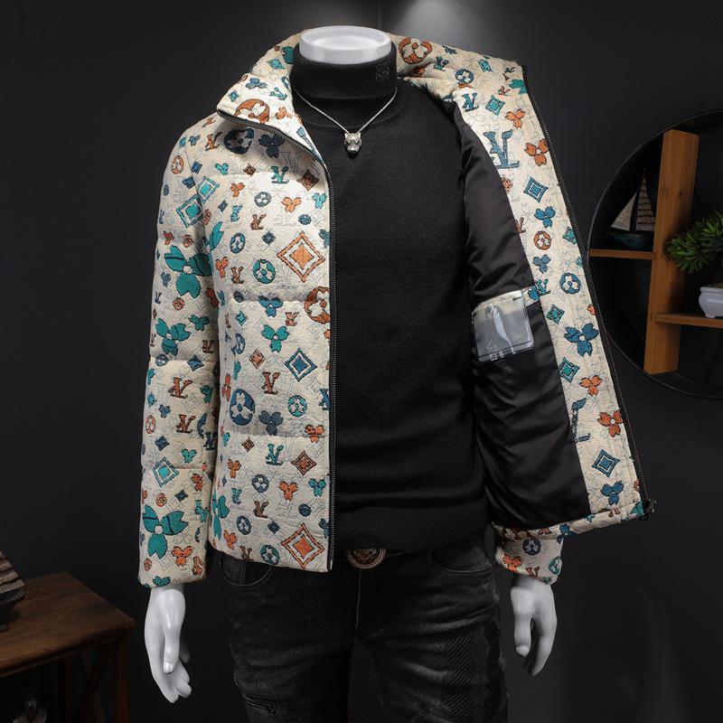 Мужская высококачественная жакардовая куртка с 90% пуха - Осенне-зимняя коллекция 2025
