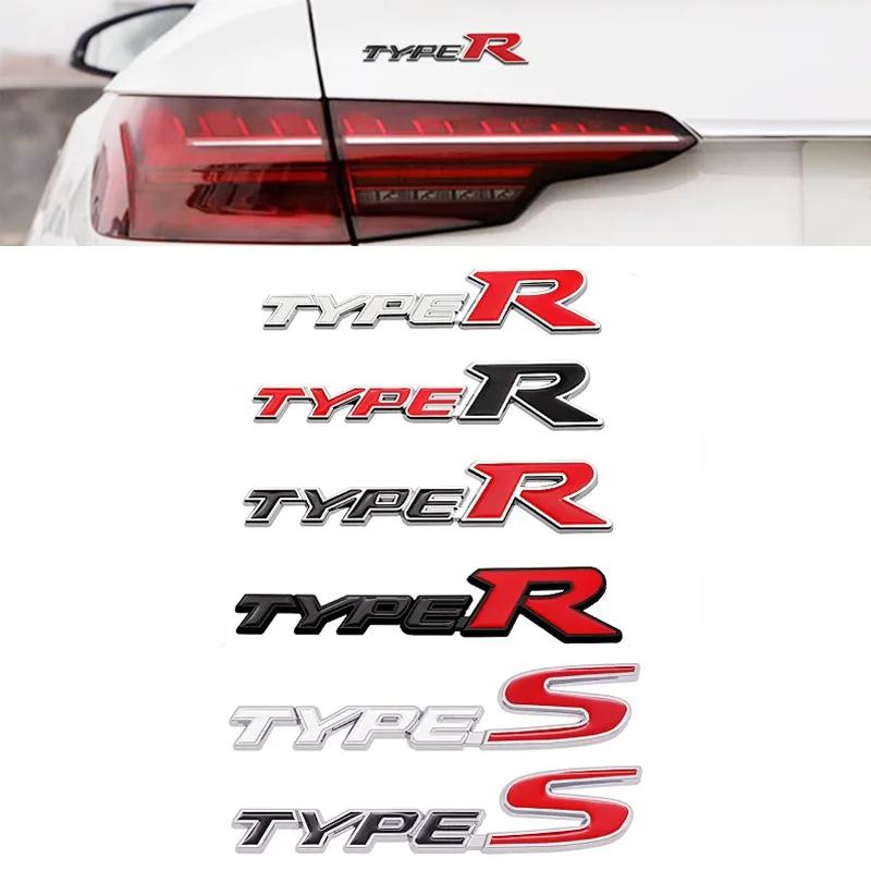 QLN2 3D Metal Type S Type R Car Front Grill Rear Trunk Emblem Badge Sticker Decal For Honda Civic Typer TypeS CRV HRV Accord Fit