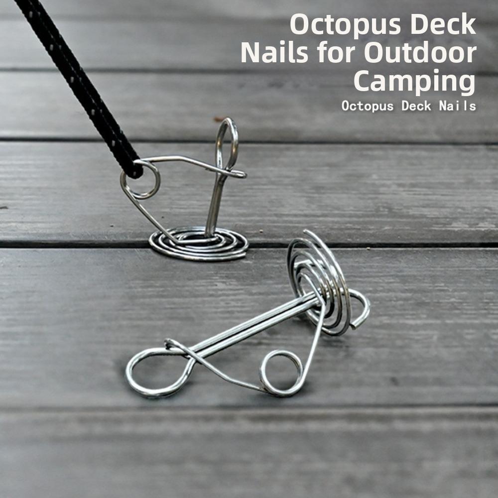 10Pcs Stainless Steel Spring Deck Pegs Retractable Tent Spring Stakes Outdoor Camping