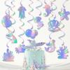 Yousheng 12 Pcs Mermaid Hanging Swirls Decoration Iridescent Mermaid Theme Party Garland Ocean Ceiling Streamer for Birthday Party Supplies