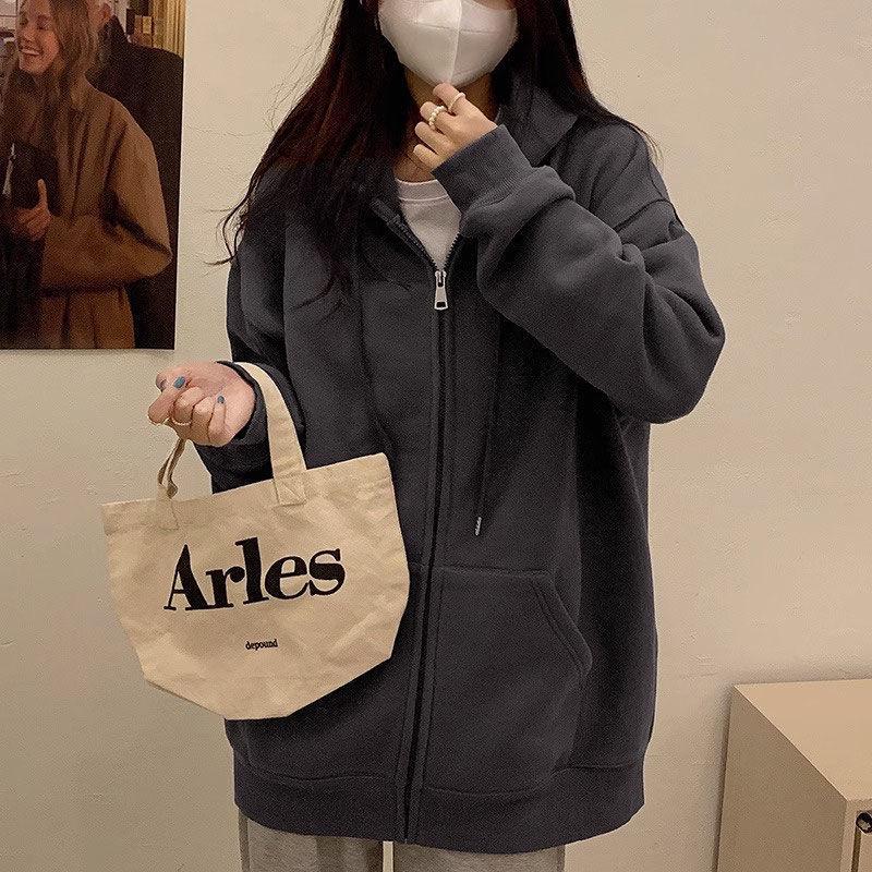 Женская толстовка с капюшоном оверсайз - Новый кардиган свободного кроя весна/осень 2024