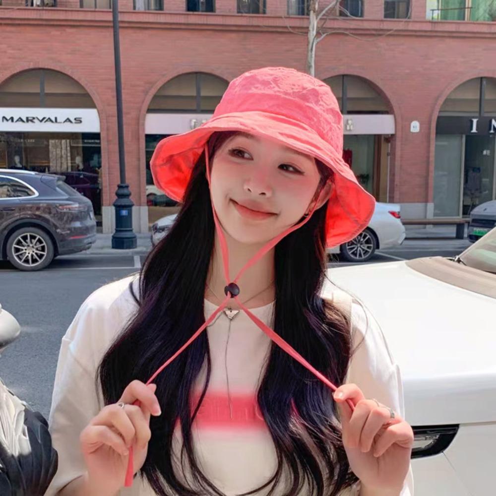 Pleasantly Cool Quick Drying Fisherman Hat Windproof Rope Foldable Basin Cap Women
