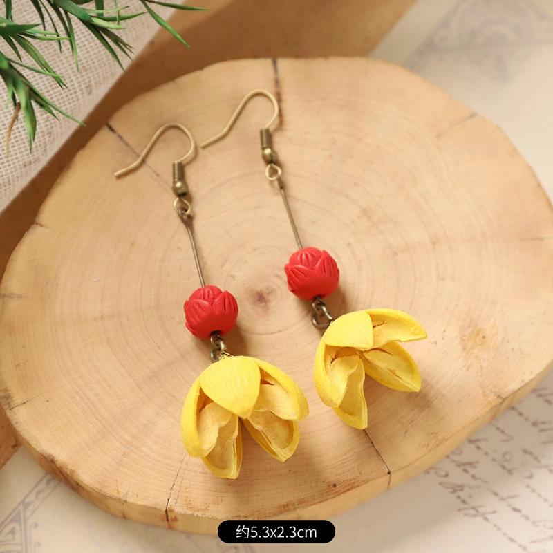 Оригинальные серьги Mori Plant Fruit, натуральные желуди, ручная работа, ретро-женские длинные серьги, этнический стиль, литературная и традиционная китайская медицина