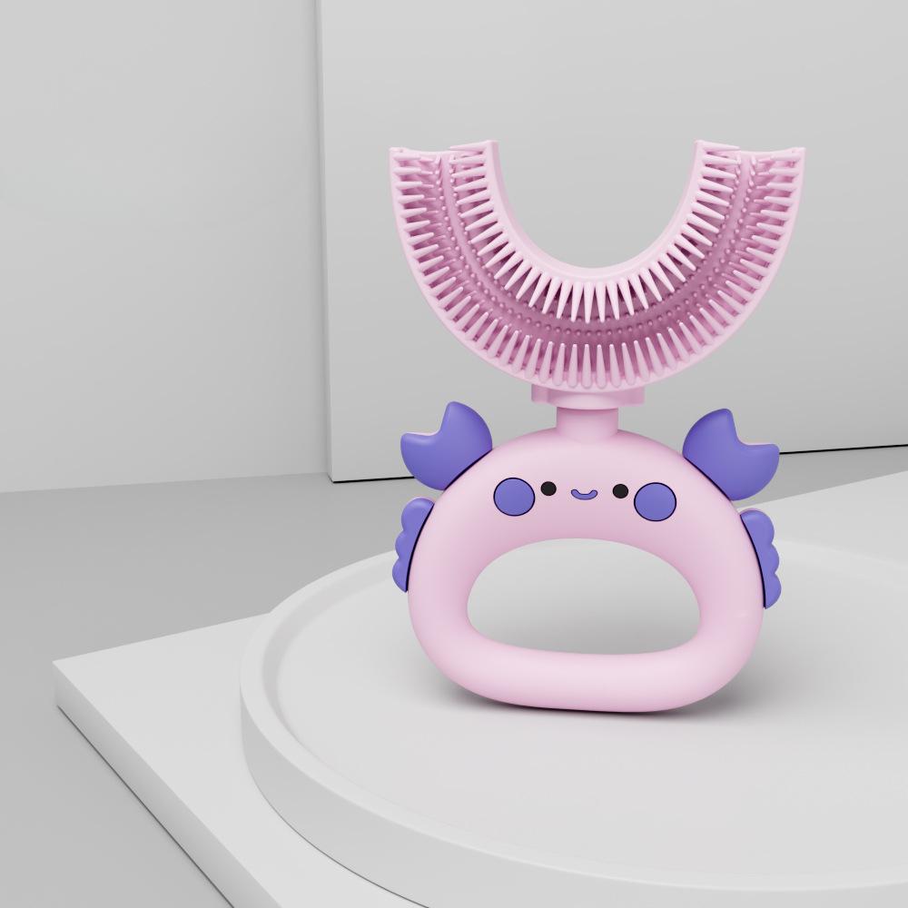 360 градусов U-образная детская зубная щетка Милая мультяшная детская зубная щетка для ухода за полостью рта Силиконовая детская зубная щетка Инструмент для чистки полости рта