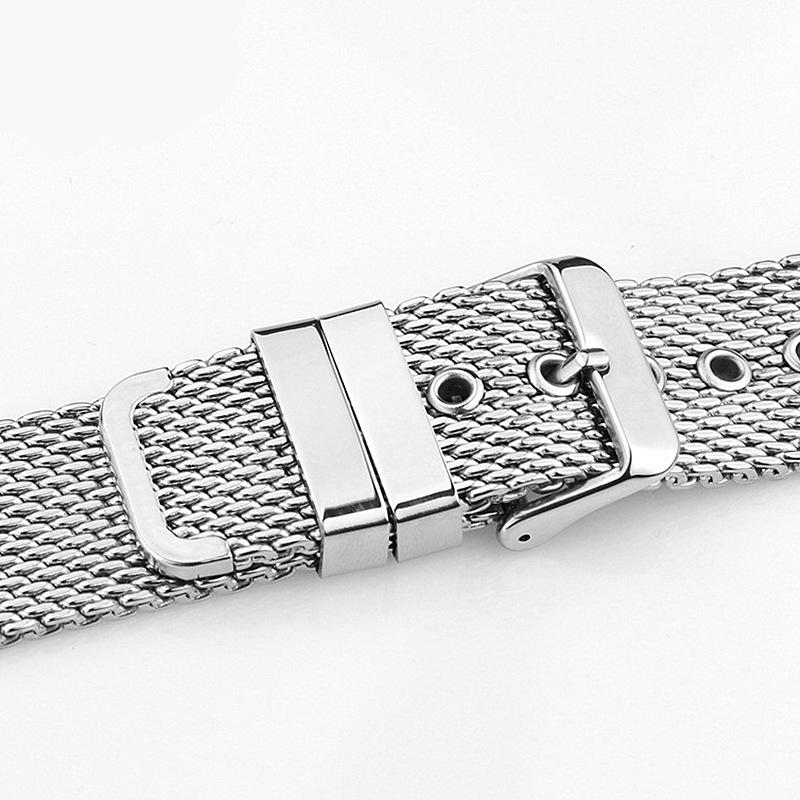 Stainless Steel Milanese Mesh Watch Strap with Pin Buckle - Black, 18-24mm (1.0mm)