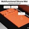 Silicone Grill Mat Heat-Resistant Multi-Slot Tool Organizer for BBQ Grilling Non-Slip Food-Grade Side Shelf Pad with Grease Drip Tray Dishwasher Safe