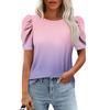 Женские повседневные топы с коротким рукавом и круглым вырезом с принтом, туники, рубашки, летняя одежда