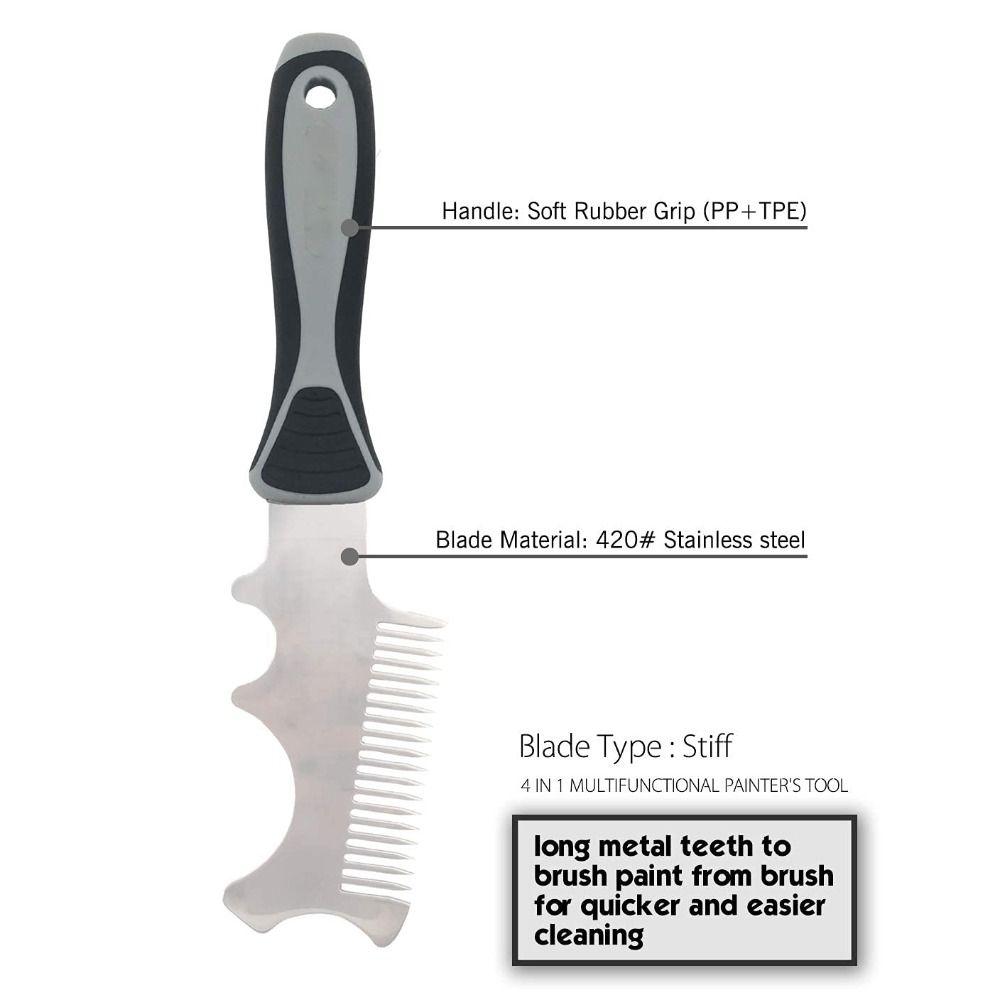 4 in 1 Paint Brush Comb Thickened Stainless Steel Tool  Rollers Cleaning
