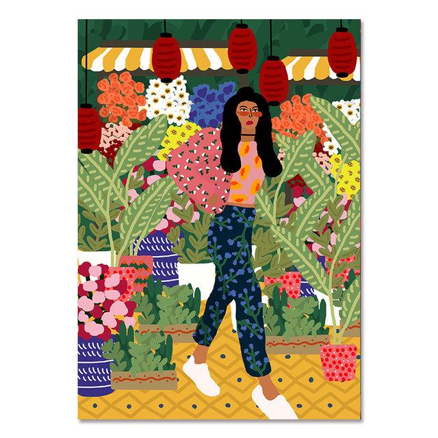 Tropical Colorful Girl Car Flower Koala Leopard Wall Art Canvas Painting Posters And Prints Wall Pictures For Living Room Decor No Frame