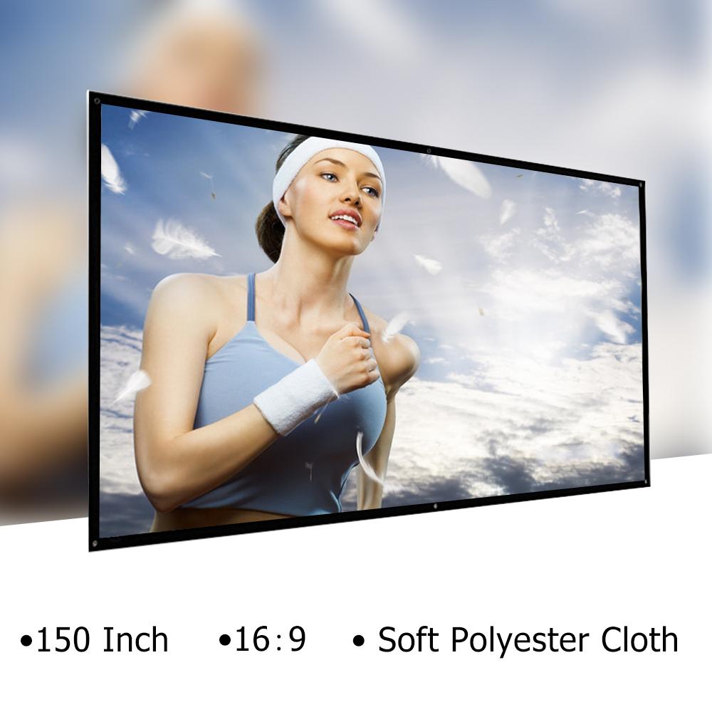 150 Inch Projector Screen 169 HD Foldable Portable Projection Screen AntiCrease Rear Front Project