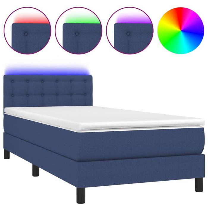 Maison Exclusive - Sommier à lattes de lit avec matelas LED Bleu 100x200 cm Tissu