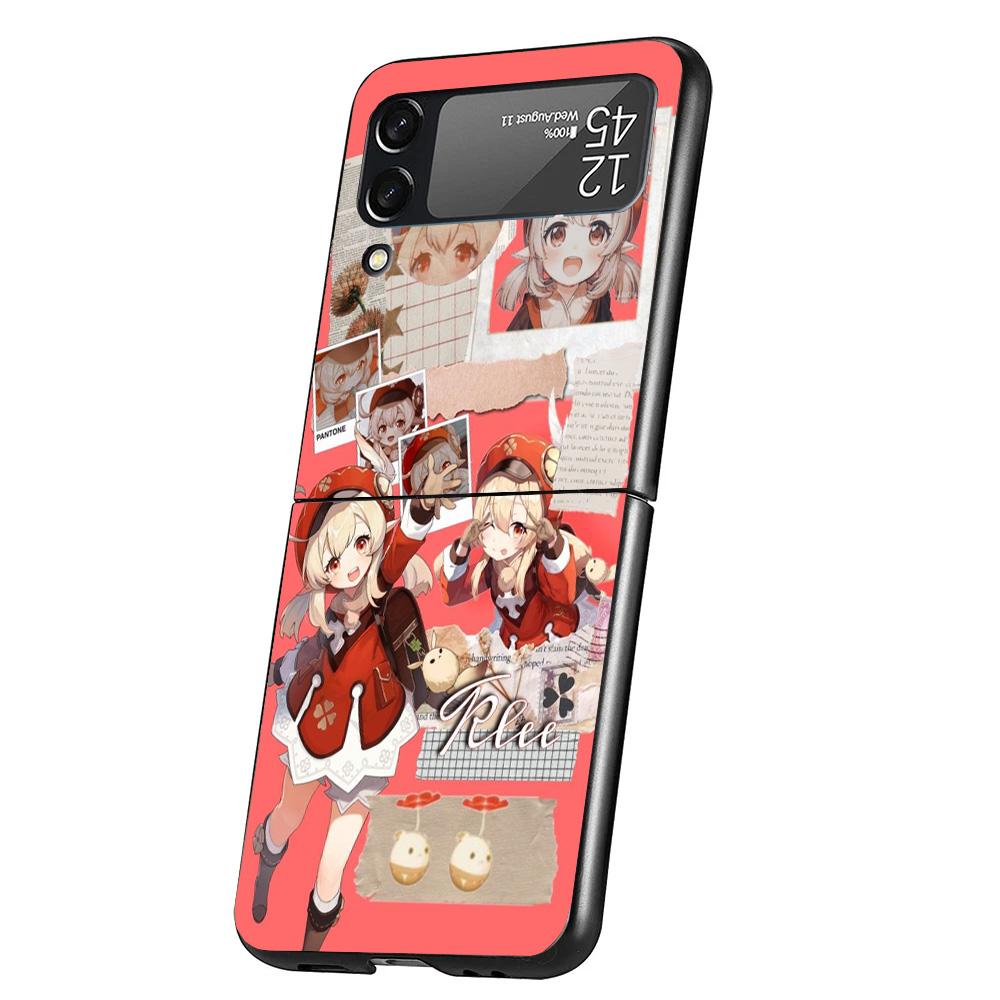 Genshin Impact Klee Cover Phone Case For Samsung Galaxy Z Flip 7 6 5 4 3 5G Flip7 Flip6 Flip5 Flip4 Flip3 Black Fundas Shell Gal