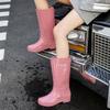 New Fashion Women's Rain Shoes High Tube Women's Rain Boots Non-slip Waterproof PVC Women's Water Shoes