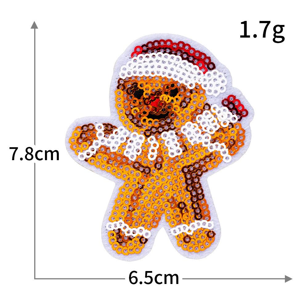 Christmas Sequins Embroidered Cloth Sticker Santa Snowman Holiday Decoration Badge Patch Christmas Tree Gift Snowflake