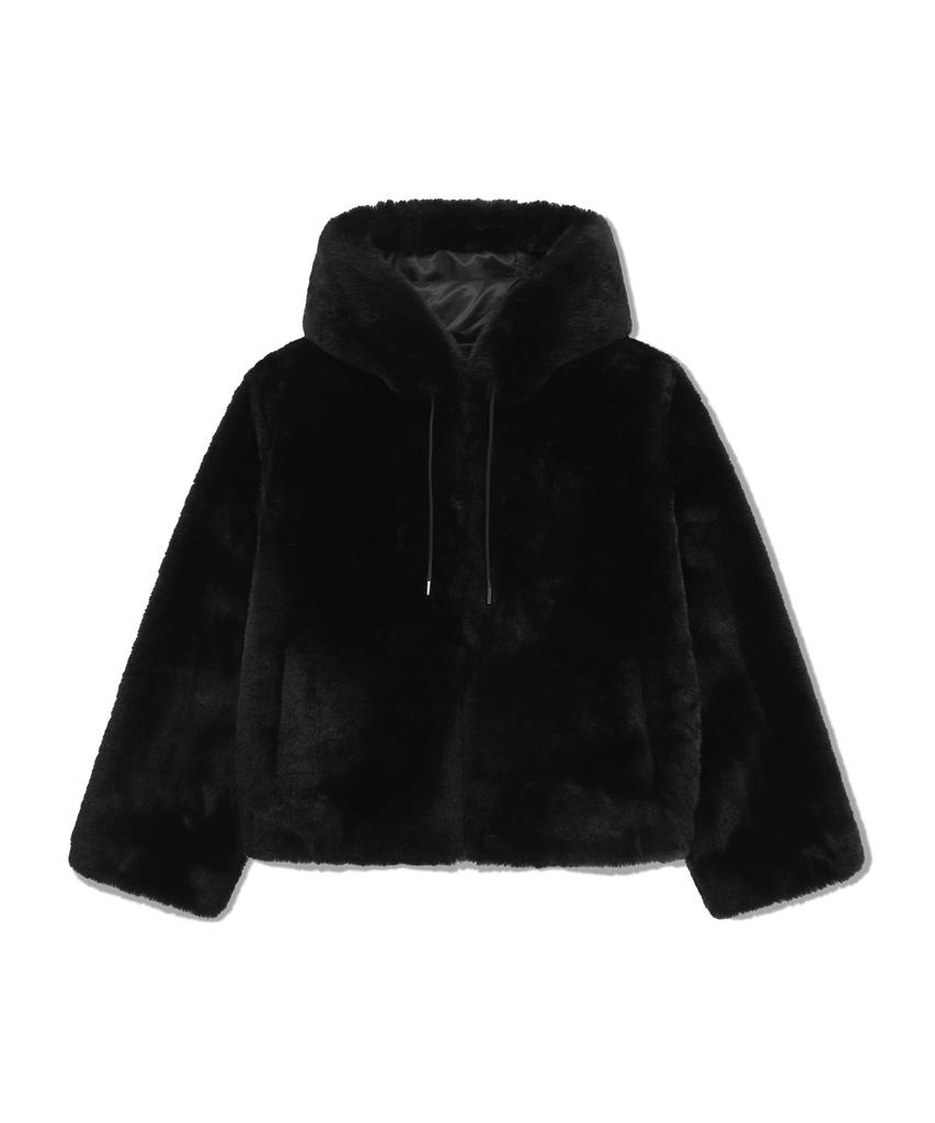 Marith + Franois Girbaud W Hooded Faux Fur Jacket Black