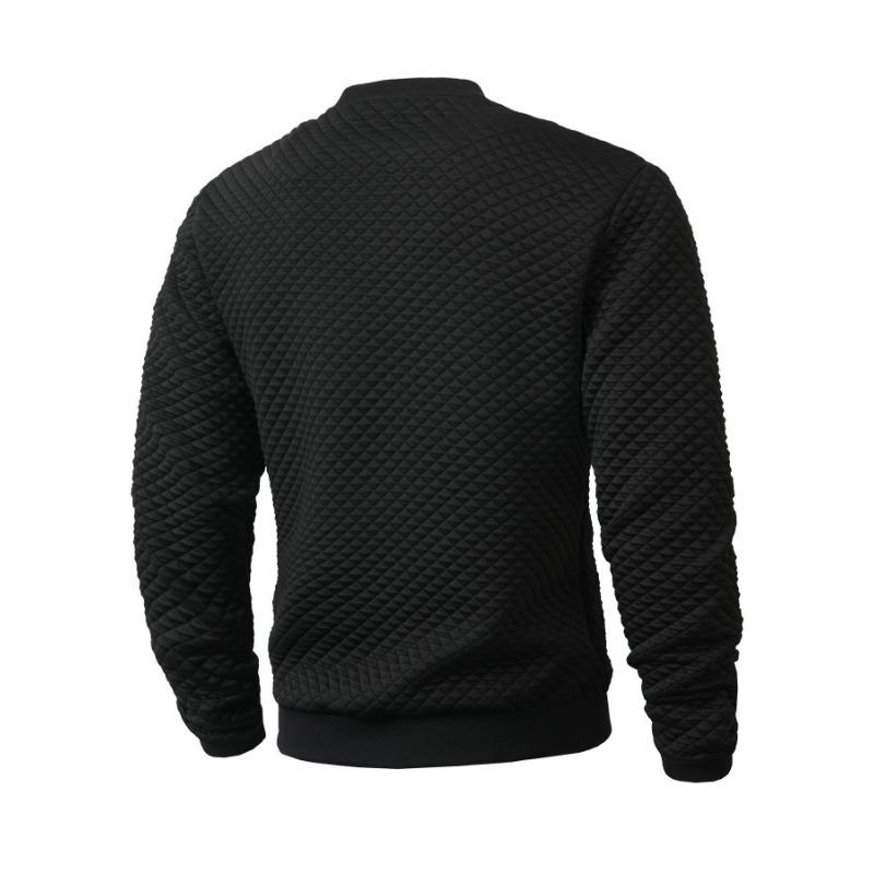 Casual Solid Waffle Knit Long Sleeve Pullover Sweatshirt